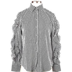 NWT Banana Republic Striped Ruffle Sleeve Blouse Size XSP Navy and White